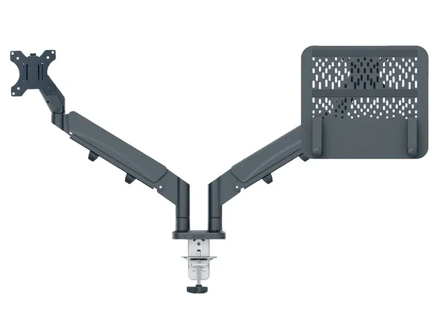 Monitor- en laptoparm Leitz Ergo ruimtebesparend dubbel donkergrijs