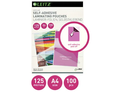 Lamineerhoes Leitz iLAM A4 zelfklevend 2x125micron EVA 100 stuks