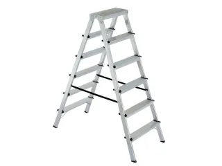 dubbele aluminium ladder beide zijden 2x6treden bordes H 1 3m - 1