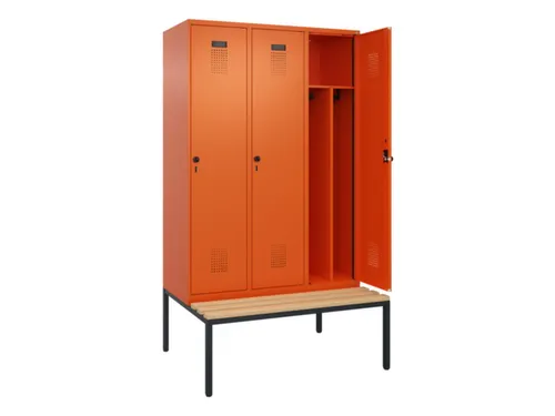 locker met bank,voor scheiding van kleding,HxBxD 2120x1200x815mm,3vak