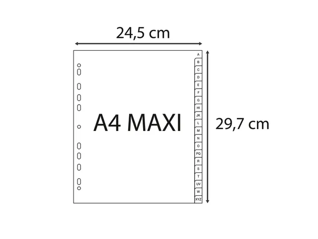 Intercalaires imprimés A-Z assorti PP A4+ gris