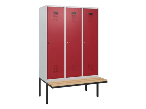 locker met bank,HxBxD 1950x1200x815mm,3vak,vak B 400mm,cilinderslot