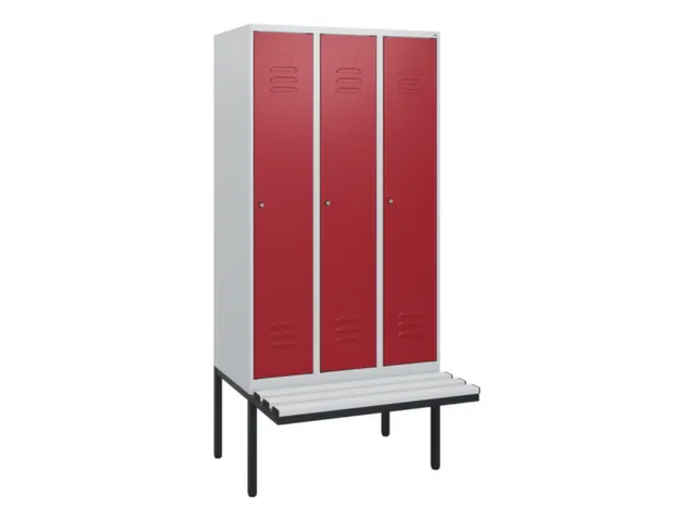 locker met bank,HxBxD 1950x900x815mm,3vak,vak B 300mm,cil.-slot