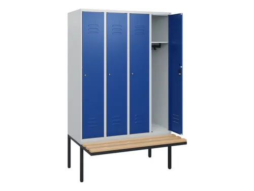locker met bank,HxBxD 1950x1200x815mm,4vak,vak B 300mm,cil.-slot