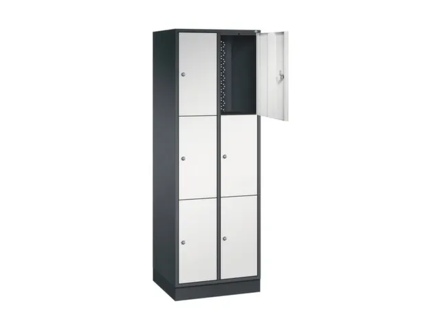 lockerkast,RAL 7021/RAL 7035,HxBxD 1950x620x500mm,2x3vakken,cil.-slot