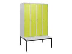 locker met bank,HxBxD 1950x1200x815mm,4vak,vak B 300mm,cil.-slot