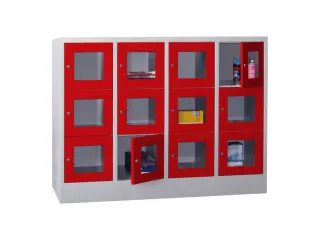 lockerkast,HxBxD 1187x1600x500mm,4x3vakken,RAL7035,front RAL3000 - 2