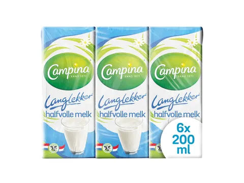 Campina LangLekker halfvolle melk 6x 200ml