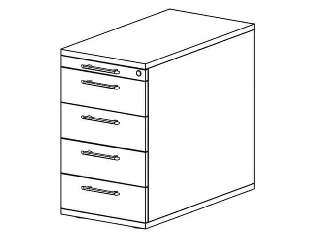 caisson de bureau,HxlxP 720-760x428x800mm,4tiroir(s),poignée bande