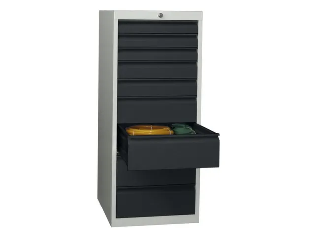 ladekast 1200x500x600mm 9laden cilinderslot RAL7035 front RAL7016