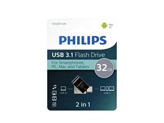 USB stick 3.1 Philips 2in1 USB-C USB-A 32GB zwart - 2