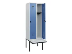 locker met bank,HxBxD 1950x600x815mm,2vak,vak B 300mm,draaigrendel