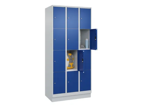 lockerkast,HxBxD 1950x900x500mm,3x4vakken,vak B 300mm,cil.-slot,sokkel