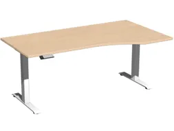 In hoogte verstelbaar bureau in vrije vorm,HxBxD 630-1280x1800x1000mm