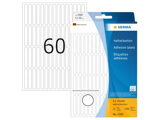 HERMA 2300 Universele etiketten 5x35mm Wit 1920 stuks
