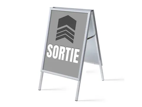 Stoepbord A1 complete set met print "SORTIE" Grijs