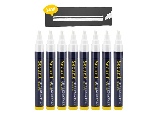 Krijtstift Securit SMA-510 Schuin 2-6mm Wit 8 Stuks
