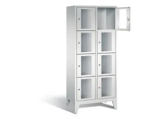 Lockerkast 1850x810x500mm 2x4 vakken Cilinderslot Poten, RAL7035 - 1