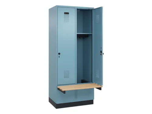 locker met bank,HxBxD 1950x800x815mm,2vak,vak B 400mm,draaigrendel