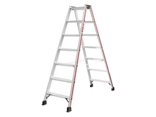 trapladder,beide zijden,2x7treden,Stand H 1,12m,balk L 1,79m,aluminium - 2
