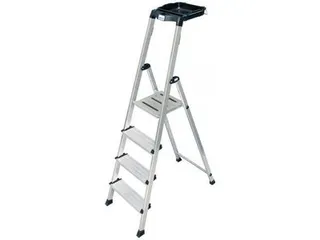 trapladder,eenzijdig,4treden,bordes m. antislip elementen,balk L 1,6m - 2