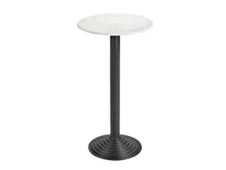 Statafel Gietijzer H 110cm Blad Ø 60cm Lichtgrijs Onderstel Zwart