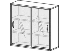 kantoor-schuifdeurkast 1150x1200x430mm houten vloer 3OH glazen deur