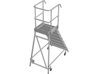 bordestrap,verrijdbaar,bordes H 1,7m,7treden m. R13-laag,aluminium - 2