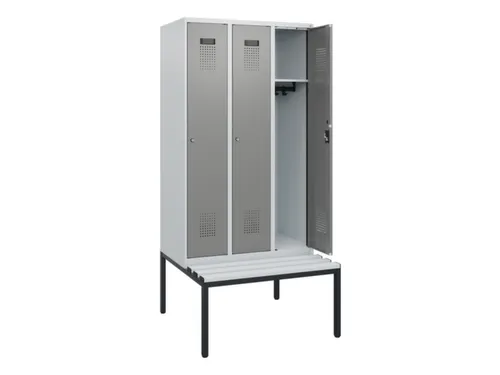 locker met bank,HxBxD 1950x900x815mm,3vak,vak B 300mm,cilinderslot