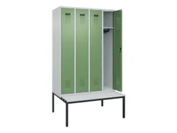 locker met bank,HxBxD 2120x1200x815mm,4vak,vak B 300mm,cilinderslot