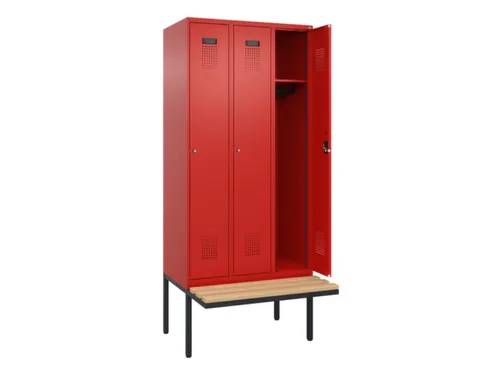 locker met bank,HxBxD 2120x900x815mm,3vak,vak B 300mm,cilinderslot