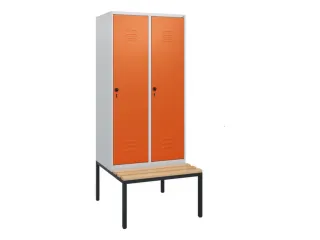 locker met bank,HxBxD 1950x800x815mm,2vak,vak B 400mm,draaigrendel - 1
