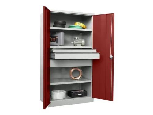 systeemkast,HxBxD 1950x1040x630mm,3xStalen bodem,RAL7035,front RAL3000