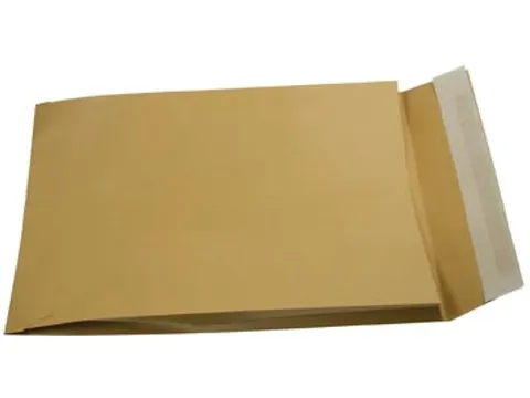 Zak envelop bruin met balg 229x324x35mm 120gr stripsluiting 250 stuks