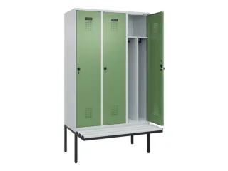 locker met bank,voor scheiding van kleding,HxBxD 2120x1200x815mm,3vak - 1