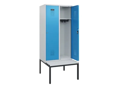 locker met bank,HxBxD 1950x800x815mm,2vak,vak B 400mm,cilinderslot