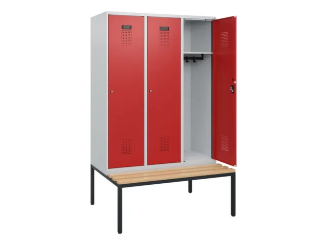 locker met bank,HxBxD 1950x1200x815mm,3vak,vak B 400mm,cilinderslot