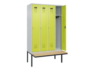 locker met bank,HxBxD 2120x1200x815mm,4vak,vak B 300mm,cilinderslot - 1