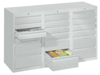 Ladenkast 900x1500x500mm 12+6 Laden Gewoon Uitschuifbaar Rolgeleiding - 1