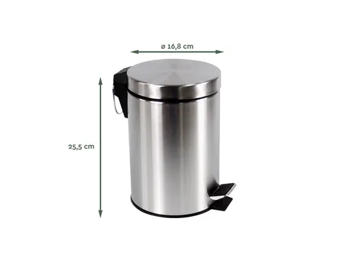 Afvalbak BRASQ pedaalemmer 3 liter rvs metaal