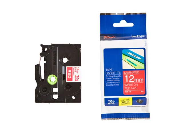 Labeltape Brother P-touch TZe-435 standaard 12mm wit op rood