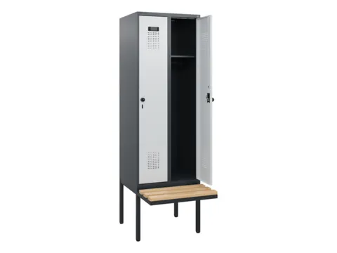locker met bank,HxBxD 1950x600x815mm,2vak,vak B 300mm,draaigrendel
