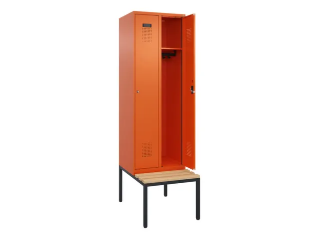 locker met bank,HxBxD 2120x600x815mm,2vak,vak B 300mm,cilinderslot