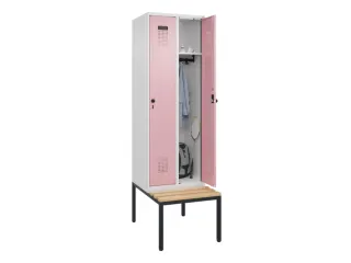 locker met bank,HxBxD 2120x600x815mm,2vak,vak B 300mm,draaigrendel - 1