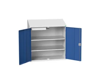 lessenaarkast 1130x1050x550mm 2 legborden 1 lade RAL7035+RAL5010 - 1