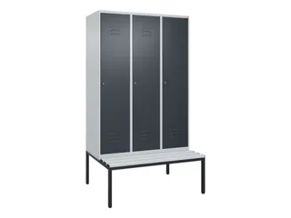 locker met bank,HxBxD 2120x1200x815mm,3vak,vak B 400mm,cil.-slot - 1