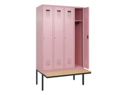 locker met bank,HxBxD 2120x1200x815mm,4vak,vak B 300mm,cilinderslot