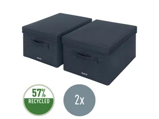 Leitz Stoffen opbergdoos met deksel Grijs 38x28,5x20cm 2 stuks - 3