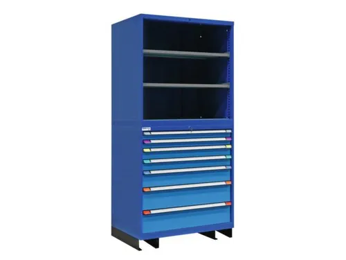 combikast,HxBxD 2100x1005x695mm,7lade(n),key lock,2xStalen bodem