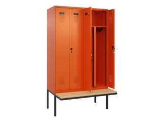 PBM-locker met bank,HxBxD 2120x1200x815mm,4vak,vak B 300mm - 1